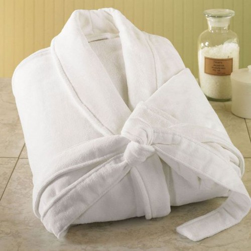 OTEL BORNOZU BEYAZ RENK KADİFE ŞALYAKA 20/2 RİNG 1200 GR/ADET %100 PAMUK 